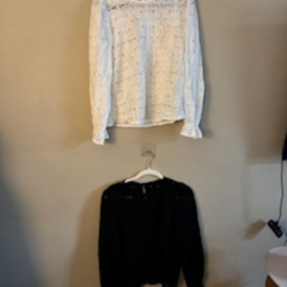 Bundle of 2 Cupshe Long Sleeve Tops – Black & White | Size M | Casual or Dressy - Picture 2 of 3